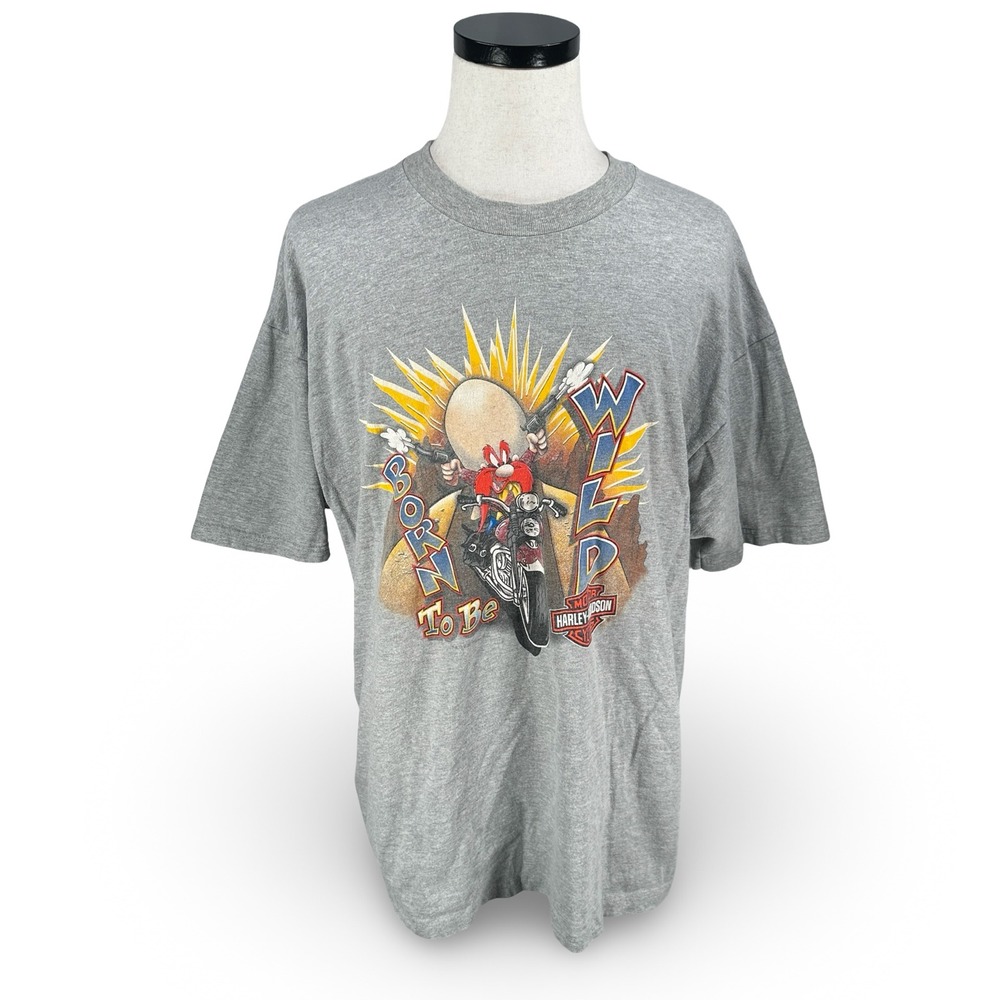 Vintage Harley-Davidson Looney Tunes Yosemite Sam Gray T-Shirt XXL Made in USA